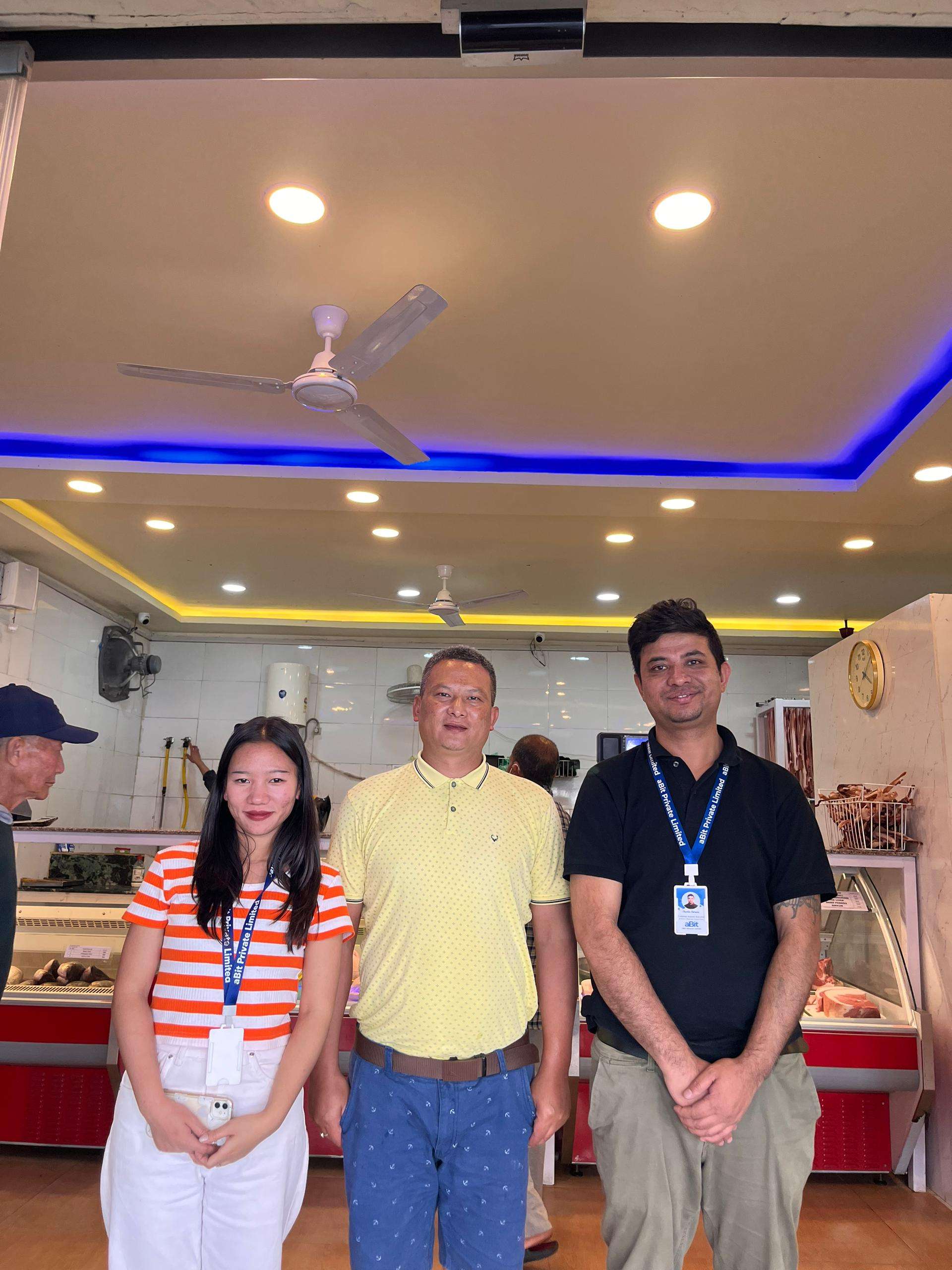 PR Meat Shop owner with the aBit team inside the shop after going live on aBitPOS
