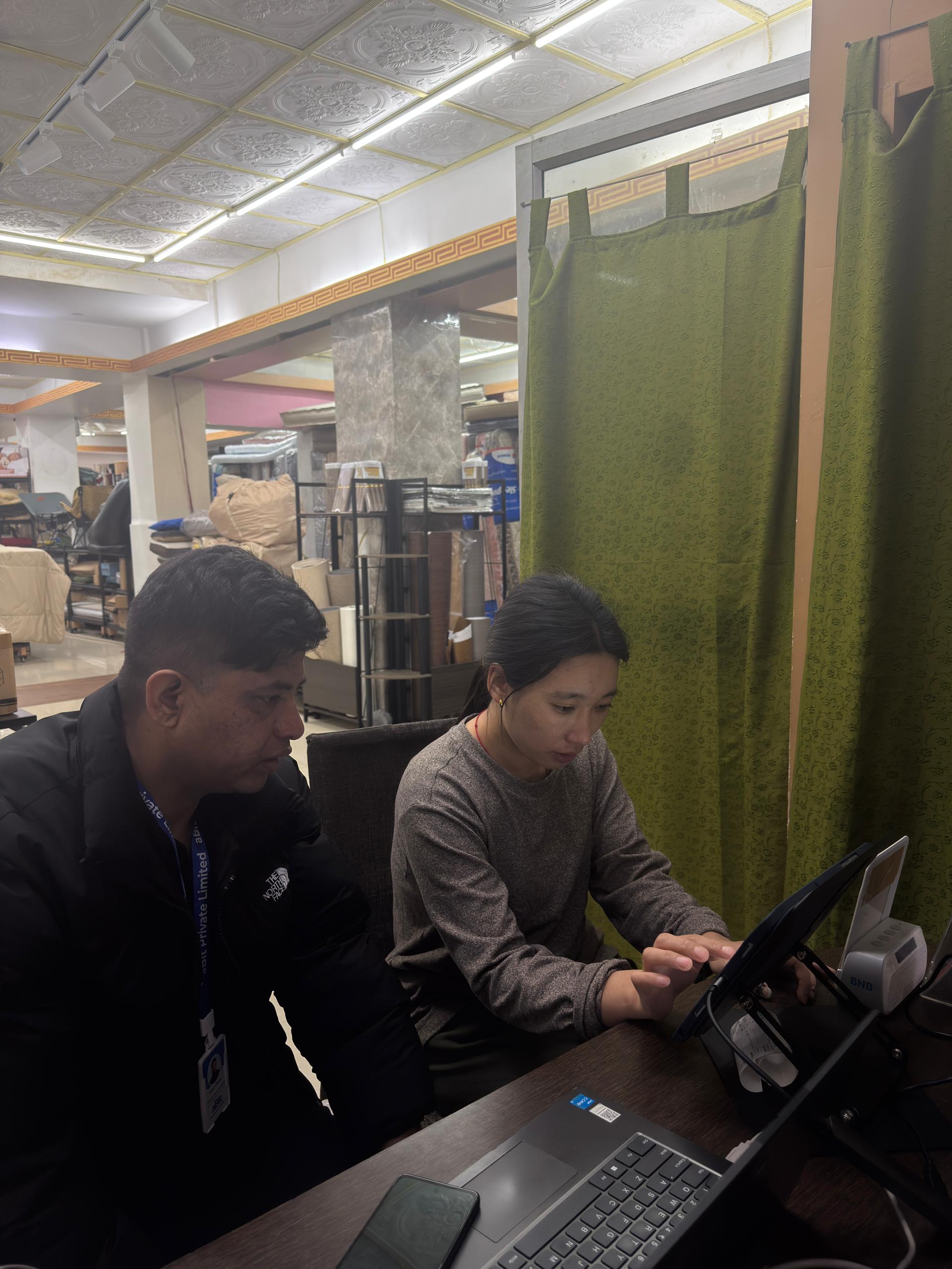 aBit team member onboarding MKTS Home Decor staff on aBitPOS at the showroom